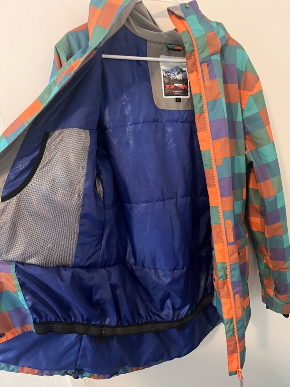 Women's GSOU Plaid Print Snowboarding Ski Jacket Hoodie Size Large - Picture 7 of 16